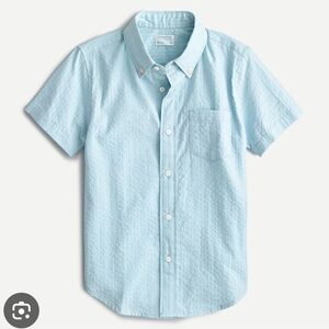 NWOT Crewcuts Light Blue Seersucker Kids Short Sleeve Button Down Shirt Size 12